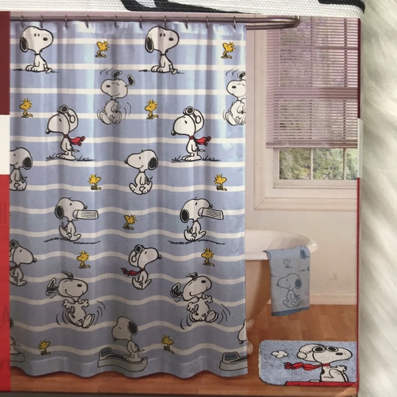 Peanuts Bath Peanuts Snoopy And Woodstock Fabric Shower Curtain